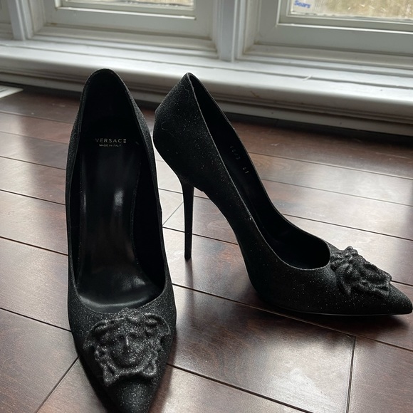 NWT Black Glitter Versace Heels - Picture 4 of 8